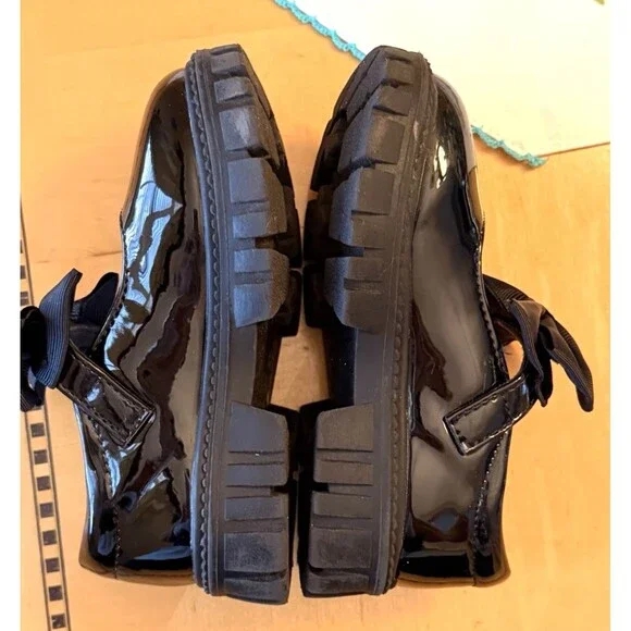 Wulubaba Toddler Girl's Size 8 Black Mary Jane Dress Shoes Classic Bow Design - Picture 3 of 5